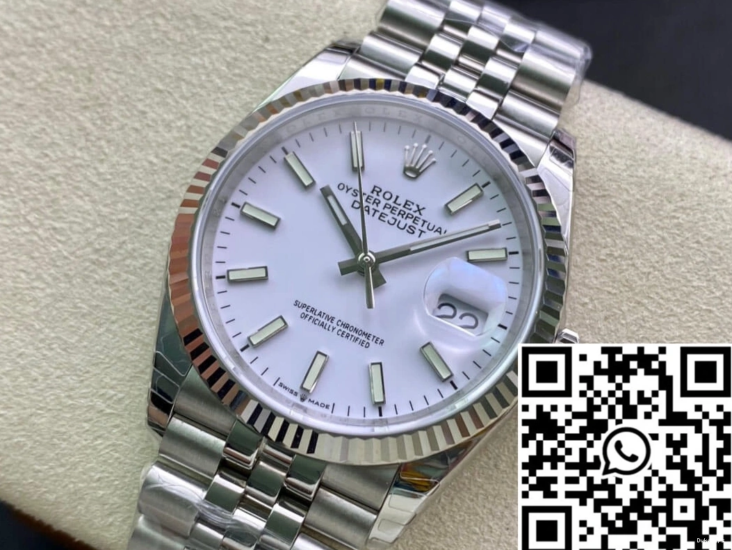 Datejust Factory White Rolex Steel 36MM EW Stainless Dial 0404